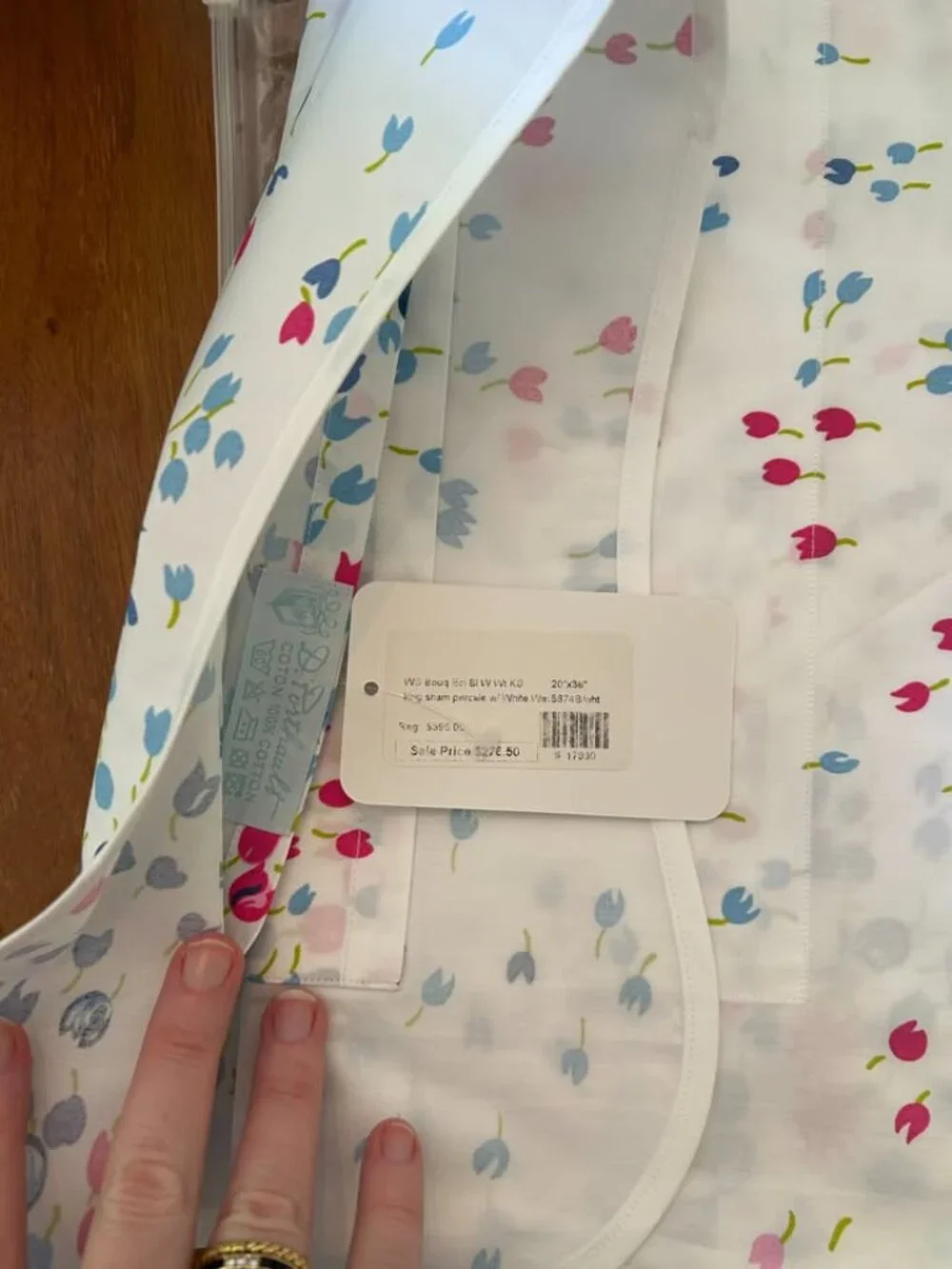 NWT D. Porthault Bouquet Eclaté Blue and Pink King Size Sham